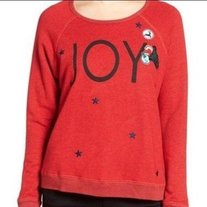 Sundry Heathered Red Sweatshirt Size 3 or Large Joy Applique Tree Star World